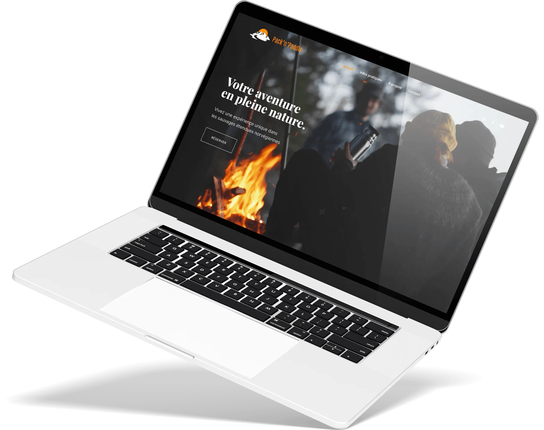Laptop page accueil Pack'n'Paddle